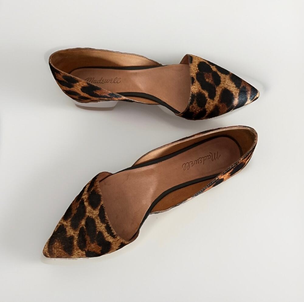 Madewell Leopard Print Pointed Toe Flats Women’s Size 8 Leather D’Orsay